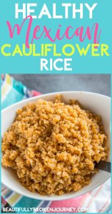 Quick and easy Healthy Mexican Cauliflower Rice recipe is the perfect side dish for tacos and other mexican dishes.  You will love how easy it is to make, too! #cauliflowerrice #cauliflower #healthyrecipe #mexicancauliflowerrice #tacotuesday #smartpoints #weightwatchers